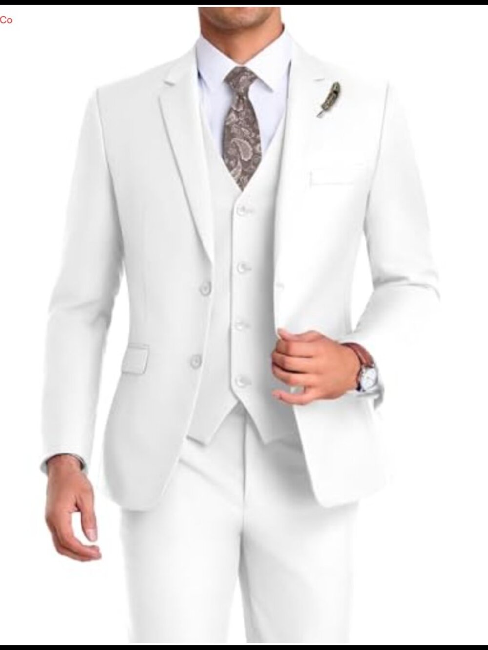 Men's 3-Piece Slim Fit Suit Set with Vest & Tie Formal Wedding Business